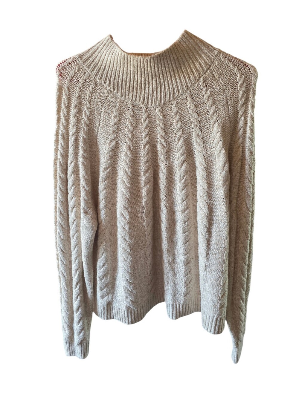 Knox Rose Cream Cable-Knit Turtleneck Sweater